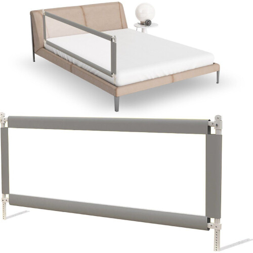 HeppieBabie Bedhekje - Universeel - Extra Lang 150 CM - Verstelbaar - Grijs