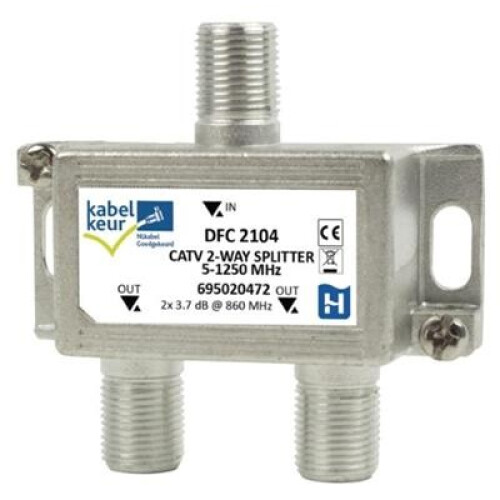 Hirschmann CATV-Splitter 3.5 dB / 5 - 1250 MHz - 2 Uitgangen (F-conn.)