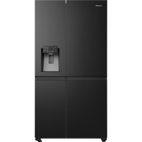 Hisense RS818N4TFC - Vrijstaande Amerikaanse koelkast - Water- en ijsdispenser - Zwart RVS