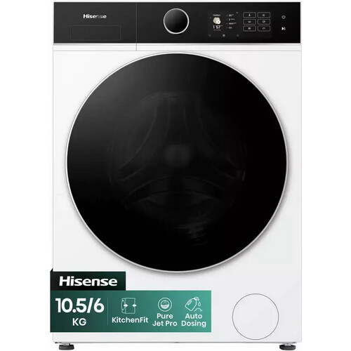 Hisense Wd5i1045bwq – Was-droogcombinatie – 10.5 Kg Wassen – 6 Kg Drogen – 1400 Tpm – Inverter – Autodose – Steam – Wifi | Nieuw (outlet) Tweedehands
