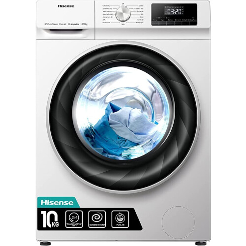 Hisense Wdqa1014evjm - Was-droogcombinatie - 10 Kg Wassen - 6 Kg Drogen - 1400 Tpm - Stoomfunctie - Energieklasse E | Tweedehands (Refurbished)