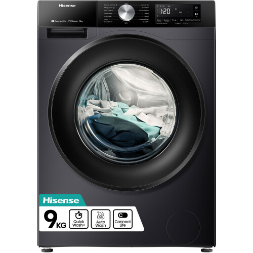 Hisense WF3S9043BB3 - Wasmachine - 9kg laadvermogen - Energieklasse A - Zwart
