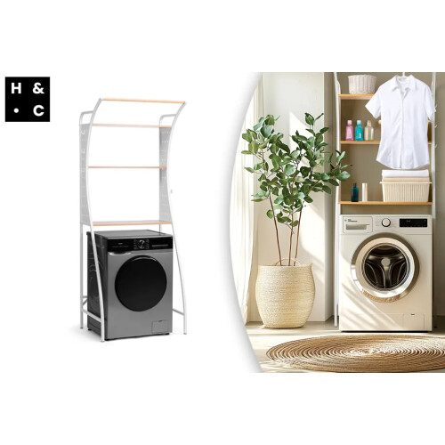 Home & Comfort - Ruimtebesparende ombouwkast voor wasmachine met 3 legplanken