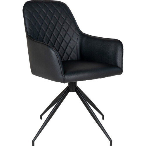 House Nordic Harbo - Eetkamerstoel - Vegan leer met diamantpatroon - Zwart (2 stuks)
