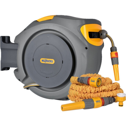 Hozelock Auto Reel - Wandslangbox 30 m + Superhoze uitrekbare slang 7,5 m - Grijs
