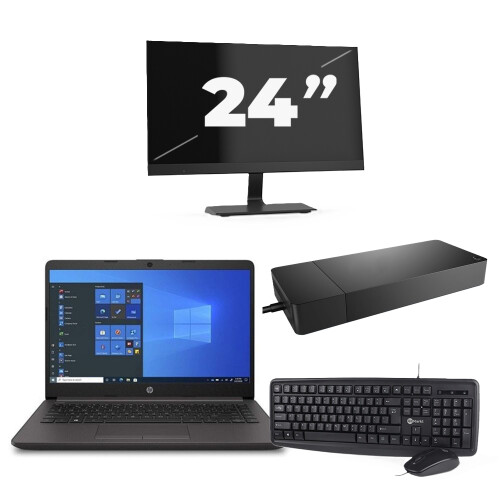HP 240 G8 - Intel Core i3-10e Generatie - 14 inch - 8GB RAM - 256GB SSD - Windows 11 Home + 1x 24 inch Monitor Tweedehands