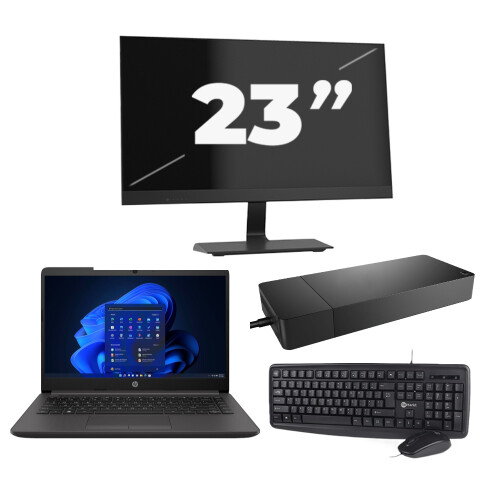 HP 240 G8 - Intel Core i3-10e Generatie - 14 inch - 8GB RAM - 256GB SSD - Windows 11 Home + 1x 23 inch Monitor Tweedehands