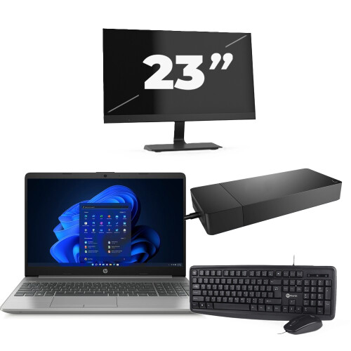 HP 250 G8 - Intel Core i3-11e Generatie - 15 inch - 8GB RAM - 256GB SSD - Windows 11 Home + 1x 23 inch Monitor Tweedehands