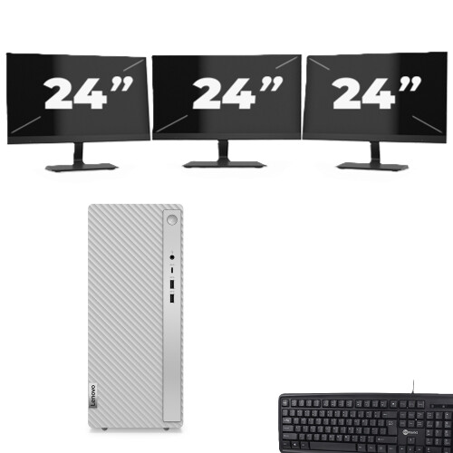 HP 280 G1 Micro Tower - Intel Core i3-4e Generatie - 8GB RAM - 256GB SSD - Windows 10 + 3x 24 inch Monitor Tweedehands