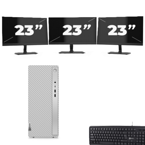 HP 280 G1 Micro Tower - Intel Core i3-4e Generatie - 8GB RAM - 256GB SSD - Windows 10 + 3x 23 inch Monitor Tweedehands