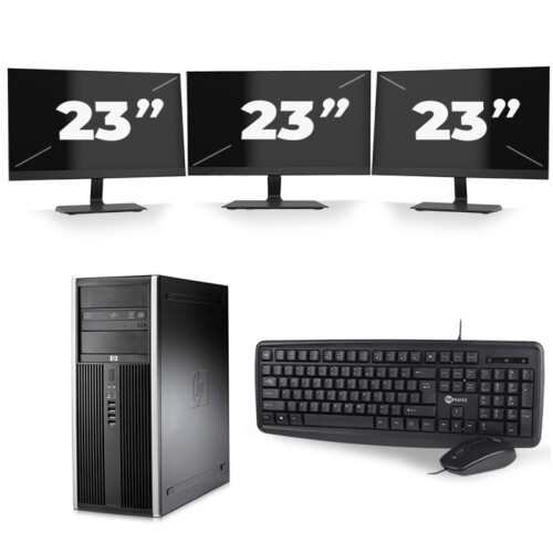 HP Compaq 8100 Elite CMT Tower - Intel Core i7-1e Generatie - 16GB RAM - 256GB SSD - Windows 10 + 3x 23 inch Monitor Tweedehands