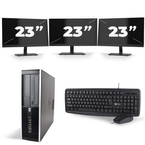 HP Compaq 8200 Elite SFF - Intel Core i5-2e Generatie - 8GB RAM - 256GB SSD - Windows 10 + 3x 23 inch Monitor Tweedehands