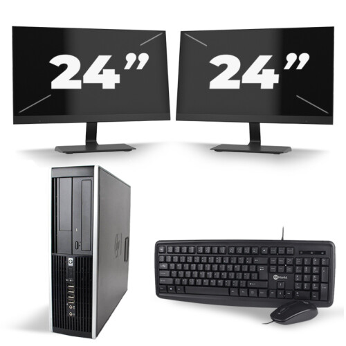 HP Compaq 8200 Elite SFF - Intel Core i5-2e Generatie - 8GB RAM - 256GB SSD - Windows 10 + 2x 24 inch Monitor Tweedehands