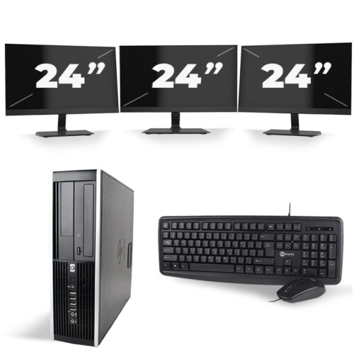 HP Compaq 8200 Elite SFF - Intel Core i5-2e Generatie - 8GB RAM - 256GB SSD - Windows 10 + 3x 24 inch Monitor Tweedehands