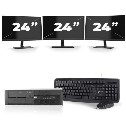 HP Compaq Pro 6300 SFF - Intel Core i7-3e Generatie - 8GB RAM - 256GB SSD - Windows 10 + 3x 24 inch Monitor Tweedehands