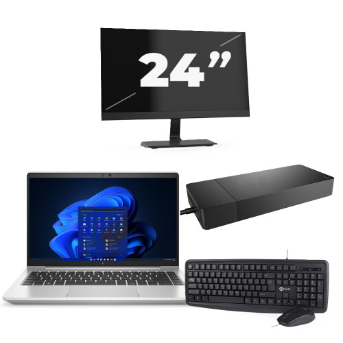 HP EliteBook 645 G9 - AMD Ryzen 5 5625U - 14 inch - 8GB RAM - 256GB SSD - Windows 11 Home + 1x 24 inch Monitor Tweedehands
