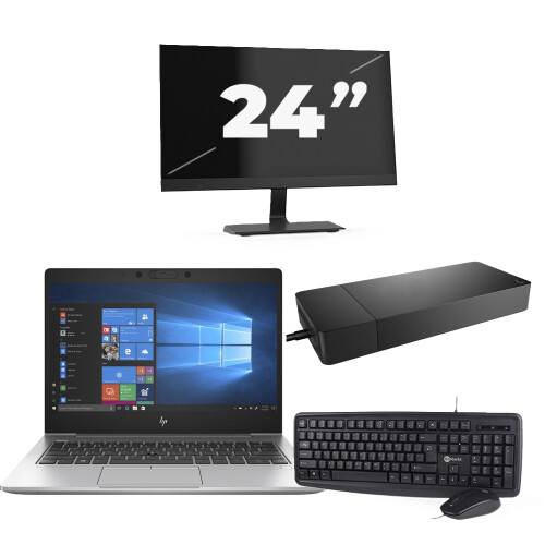 HP EliteBook 735 G6 - AMD Ryzen 7 PRO 3700U - 13 inch - 16GB RAM - 256GB SSD - Windows 10 Home + 1x 24 inch Monitor Tweedehands