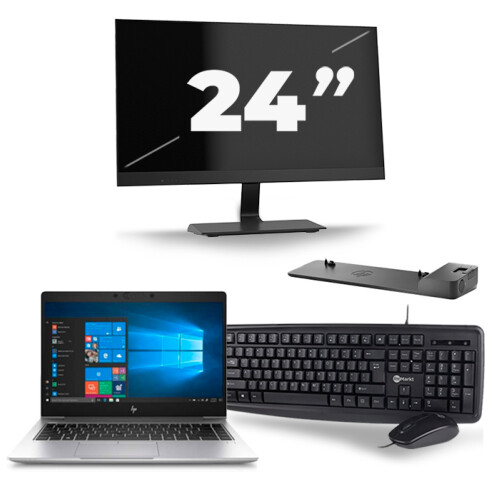 HP EliteBook 745 G6 - AMD Ryzen 5 3500U - 14 inch - 8GB RAM - 256GB SSD - Windows 11 Home + 1x 24 inch Monitor Tweedehands