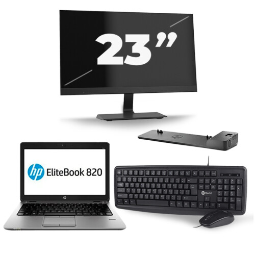 HP EliteBook 820 G3 - Intel Core i5-6e Generatie - 12 inch - 8GB RAM - 256GB SSD - Windows 11 + 1x 23 inch Monitor Tweedehands
