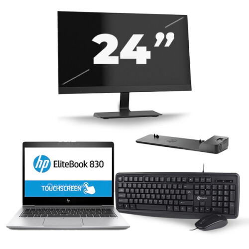 HP EliteBook 830 G5 - Intel Core i7-8e Generatie - 13 inch - 16GB RAM - 256GB SSD - Windows 11 + 1x 24 inch Monitor Tweedehands