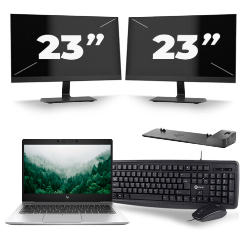 HP EliteBook 830 G6 - Intel Core i5-8e Generatie - 13 inch - 16GB RAM - 256GB SSD - Windows 11 + 2x 23 inch Monitor Tweedehands