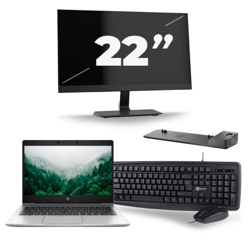 HP EliteBook 830 G6 - Intel Core i5-8e Generatie - 13 inch - 16GB RAM - 256GB SSD - Windows 11 + 1x 22 inch Monitor Tweedehands