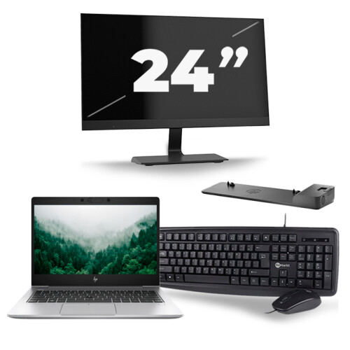 HP EliteBook 830 G6 - Intel Core i5-8e Generatie - 13 inch - 8GB RAM - 256GB SSD - Windows 11 + 1x 24 inch Monitor Tweedehands