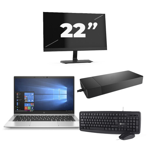 HP EliteBook 830 G7 - Intel Core i7-10e Generatie - 13 inch - 16GB RAM - 256GB SSD - Windows 11 + 1x 22 inch Monitor Tweedehands