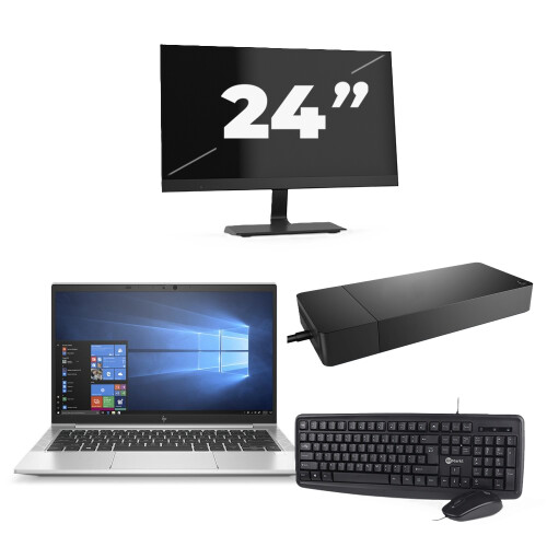 HP EliteBook 830 G7 - Intel Core i7-10e Generatie - 13 inch - 8GB RAM - 256GB SSD - Windows 11 + 1x 24 inch Monitor Tweedehands
