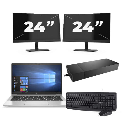 HP EliteBook 830 G7 - Intel Core i7-10e Generatie - 13 inch - 8GB RAM - 256GB SSD - Windows 11 + 2x 24 inch Monitor Tweedehands