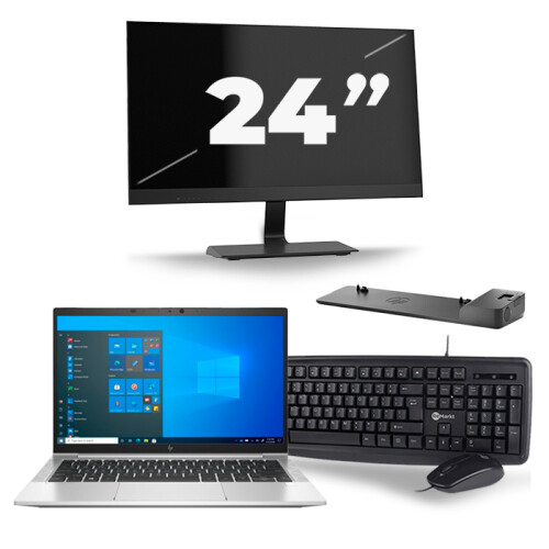 HP EliteBook 830 G8 - Intel Core i5-11e Generatie - 13 inch - 16GB RAM - 256GB SSD - Windows 11 + 1x 24 inch Monitor Tweedehands