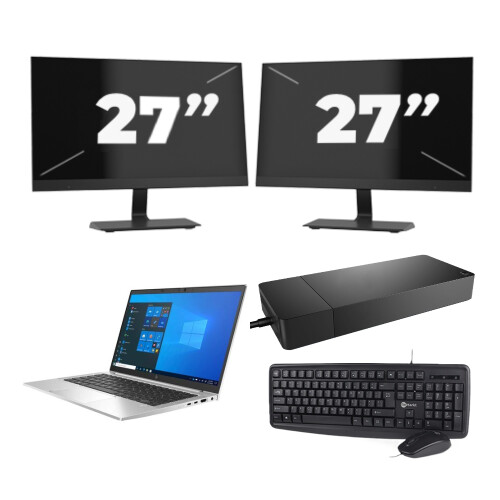 HP EliteBook 830 G8 - Intel Core i5-11e Generatie - 13 inch - 16GB RAM - 512GB SSD - Windows 11 Home + 2x 27 inch Monitor Tweedehands
