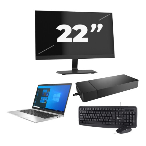 HP EliteBook 830 G8 - Intel Core i5-11e Generatie - 13 inch - 8GB RAM - 256GB SSD - Windows 11 + 1x 22 inch Monitor Tweedehands