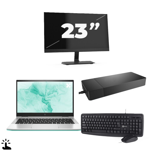 HP EliteBook 830 G8 - Intel Core i5-11e Generatie - 13 inch - Touch - 8GB RAM - 256GB SSD - Windows 11 Home + 1x 23 inch Monitor Tweedehands
