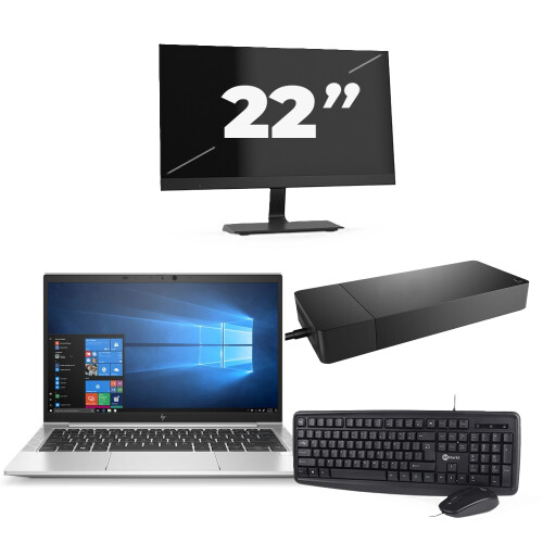 HP EliteBook 835 G7 - AMD Ryzen 7 PRO 4750U - 13 inch - 8GB RAM - 256GB SSD - Windows 11 Home + 1x 22 inch Monitor Tweedehands