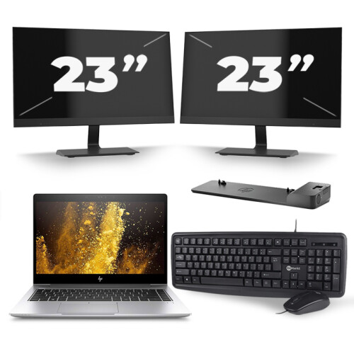 HP EliteBook 840 G5 - Intel Core i5-7e Generatie - 14 inch - 8GB RAM - 256GB SSD - Windows 11 + 2x 23 inch Monitor Tweedehands