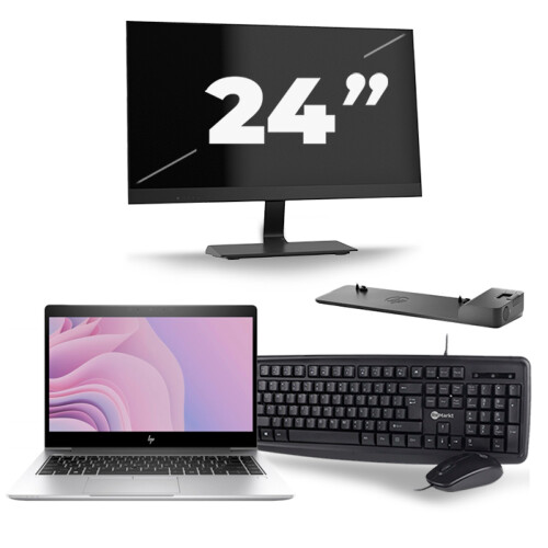 HP EliteBook 840 G6 - Intel Core i7-8e Generatie - 14 inch - 16GB RAM - 256GB SSD - Windows 11 + 1x 24 inch Monitor Tweedehands