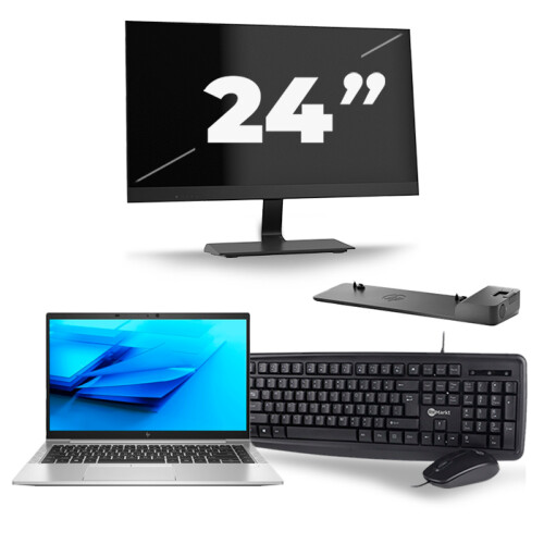 HP EliteBook 840 G7 - Intel Core i7-10e Generatie - 14 inch - 8GB RAM - 256GB SSD - Windows 11 + 1x 24 inch Monitor Tweedehands