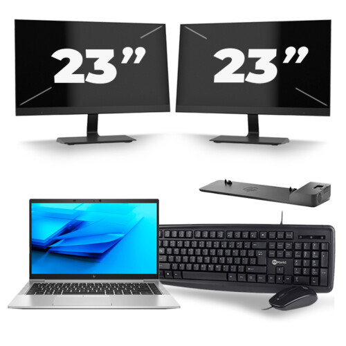 HP EliteBook 840 G7 - Intel Core i7-10e Generatie - 14 inch - 8GB RAM - 256GB SSD - Windows 11 + 2x 23 inch Monitor Tweedehands