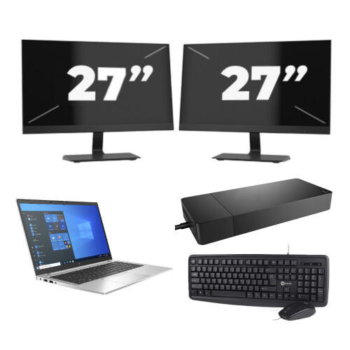 HP EliteBook 840 G8 - Intel Core i7-11e Generatie - 14 inch - 16GB RAM - 512GB SSD - Windows 11 Home + 2x 27 inch Monitor Tweedehands