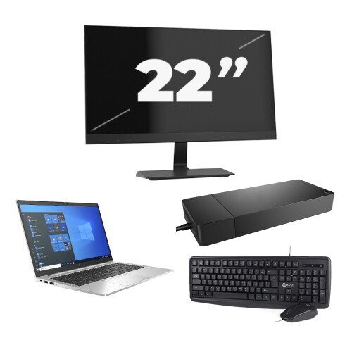 HP EliteBook 840 G8 - Intel Core i7-11e Generatie - 14 inch - 8GB RAM - 256GB SSD - Windows 11 + 1x 22 inch Monitor Tweedehands