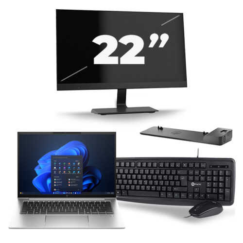 HP EliteBook 840 G9 - Intel Core i5-12e Generatie - 14 inch - 8GB RAM - 256GB SSD - Windows 11 + 1x 22 inch Monitor Tweedehands