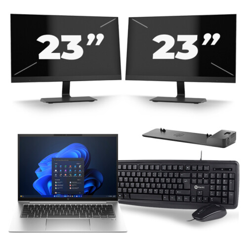 HP EliteBook 840 G9 - Intel Core i5-12e Generatie - 14 inch - 8GB RAM - 256GB SSD - Windows 11 + 2x 23 inch Monitor Tweedehands