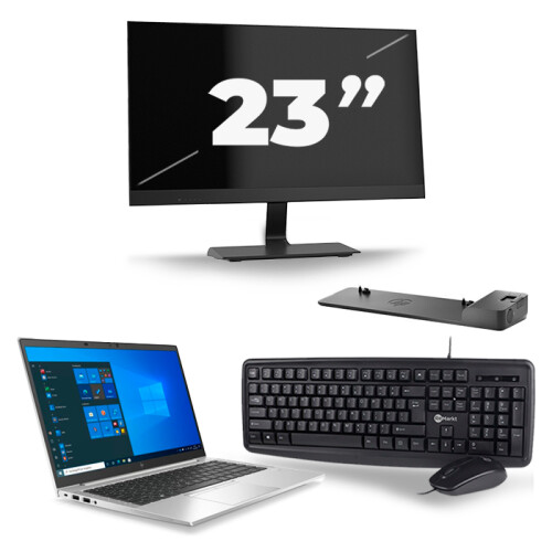 HP EliteBook 845 G7 - AMD Ryzen 5 PRO 4650U - 14 inch - 8GB RAM - 256GB SSD - Windows 10 + 1x 23 inch Monitor Tweedehands