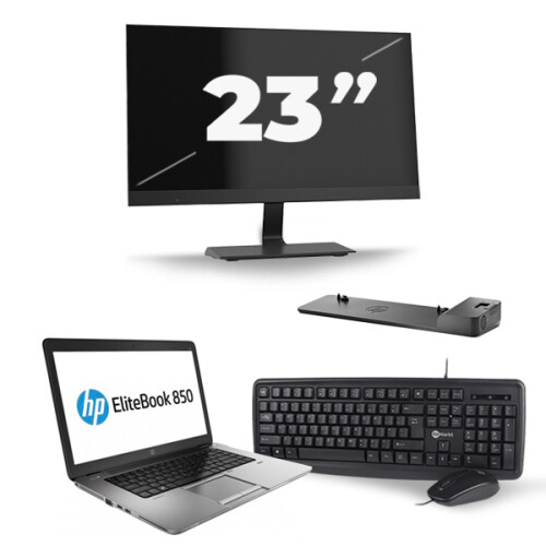 HP EliteBook 850 G2 - Intel Core i7-5e Generatie - 15 inch - 8GB RAM - 256GB SSD - Windows 11 + 1x 23 inch Monitor Tweedehands