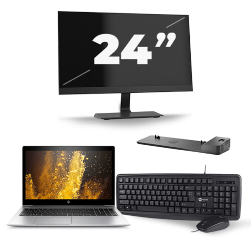 HP EliteBook 850 G5 - Intel Core i5-7e Generatie - 15 inch - 8GB RAM - 256GB SSD - Windows 11 + 1x 24 inch Monitor Tweedehands