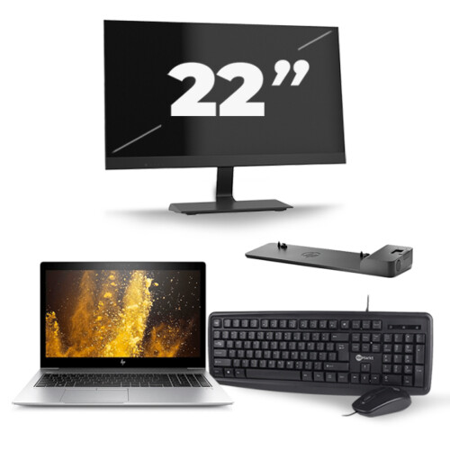 HP EliteBook 850 G5 - Intel Core i5-7e Generatie - 15 inch - 8GB RAM - 256GB SSD - Windows 11 + 1x 22 inch Monitor Tweedehands