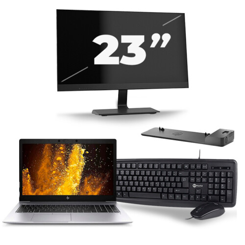 HP EliteBook 850 G6 - Intel Core i5-8e Generatie - 15 inch - 16GB RAM - 256GB SSD - Windows 11 + 1x 23 inch Monitor Tweedehands