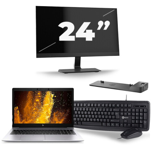 HP EliteBook 850 G6 - Intel Core i5-8e Generatie - 15 inch - 16GB RAM - 256GB SSD - Windows 11 + 1x 24 inch Monitor Tweedehands