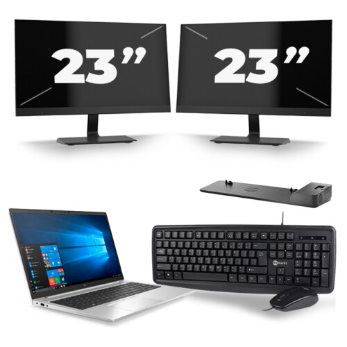 HP EliteBook 850 G7 - Intel Core i5-10e Generatie - 15 inch - 16GB RAM - 256GB SSD - Windows 11 + 2x 23 inch Monitor Tweedehands